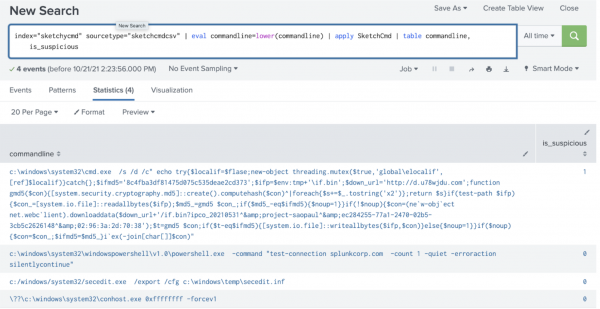 This image shows an example of a new search running in the Splunk platform.