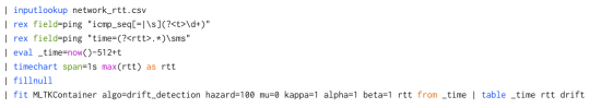 This image shows the SPL code for the Example for Bayesian Online Change Point Detection.