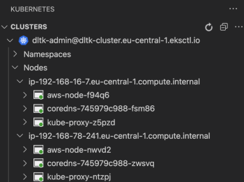 This image shows an example cluster in Amazon EKS.