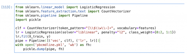 This image shows an example search using a simple text classifier.