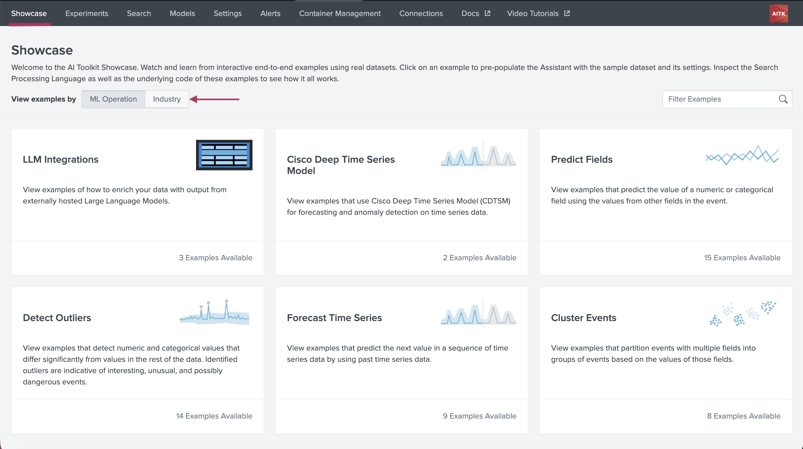 This image shows the Showcase tab of the AI Toolkit.